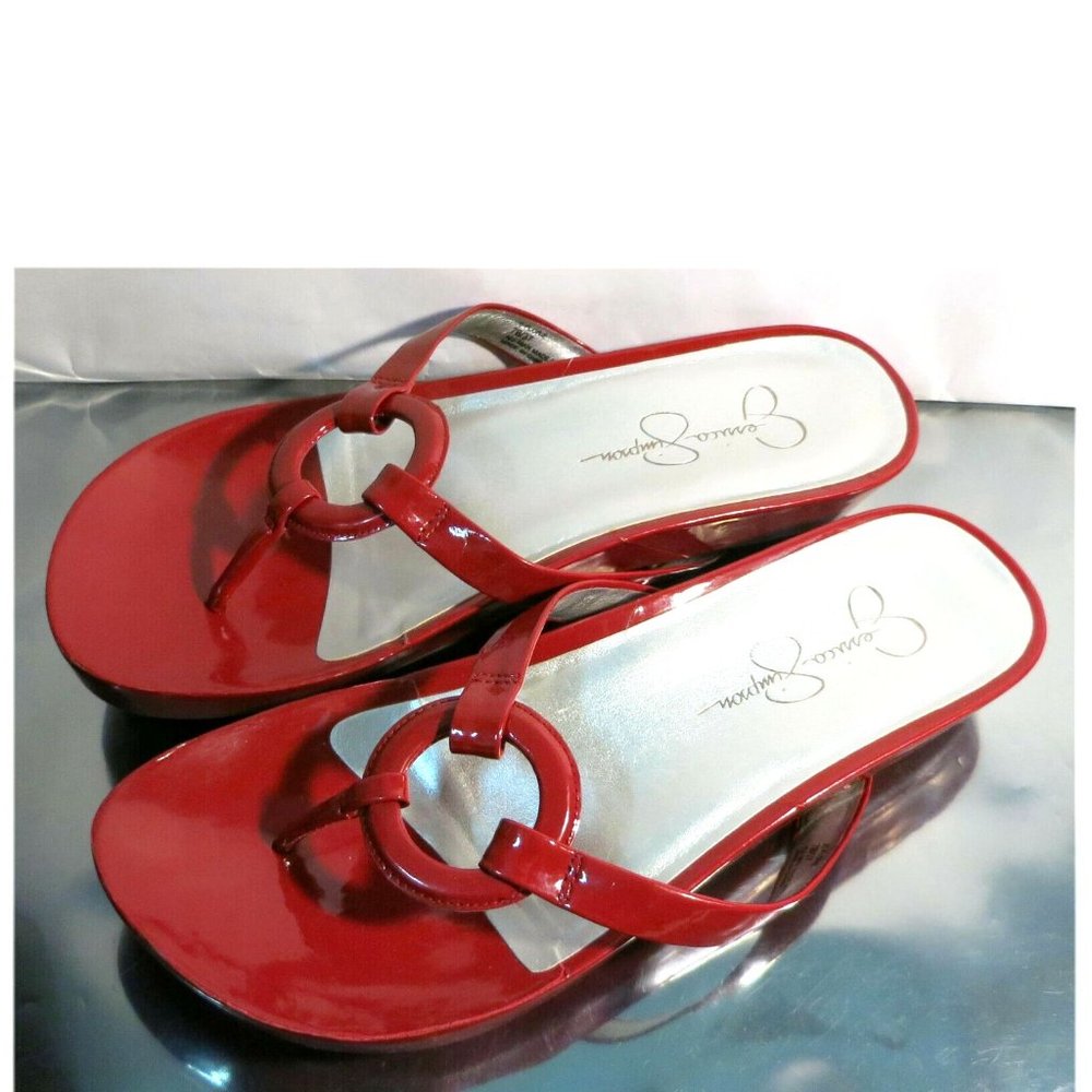 Jessica Simpson JS - Florie, Mesh Red Thong Style Flats / Sandals, Size 7B - Picture 4 of 9